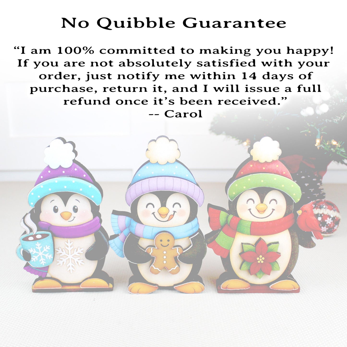 Christmas Penguin Shelf Sitters – Set of 3, Single or Multi-Layer, Personalized Names, Holiday Mantel Decor, Three Waddlers = Winter Joy