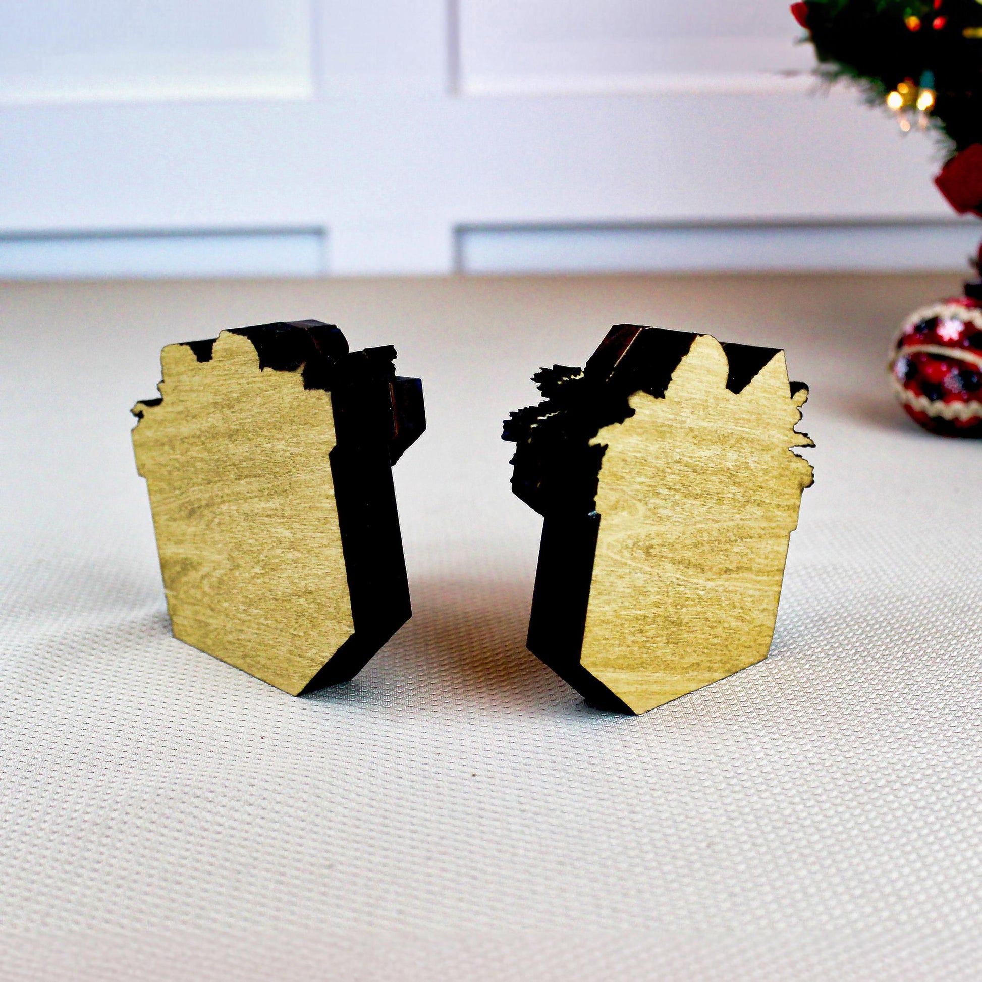 Christmas Gift Box Shelf Sitters – Set of 2, Multi-layered Rustic Buffalo Plaid or Whitewashed Greenery, “Gifts” That Unwrap Big Cozy Vibes