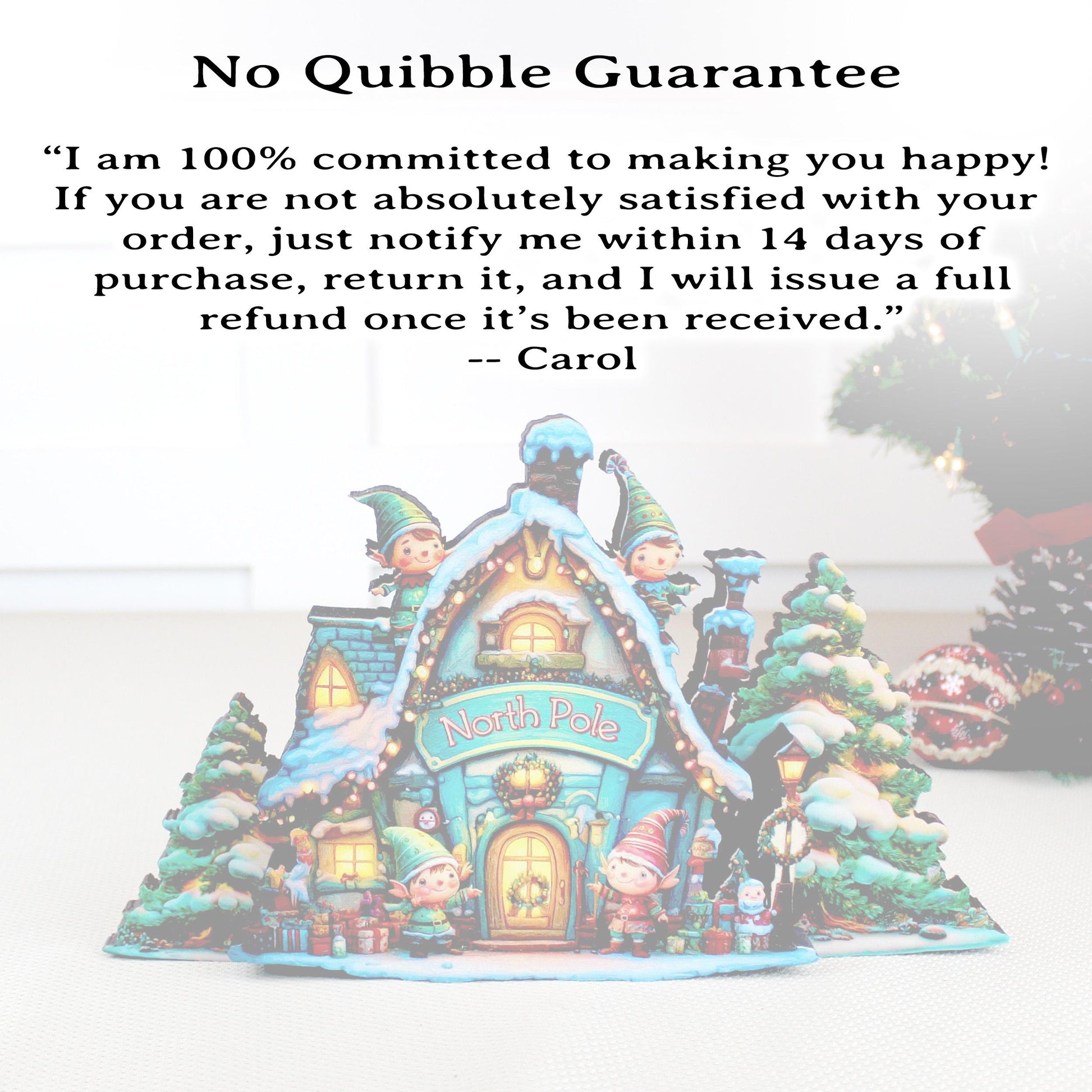 Personalized North Pole Workshop Shelf Sitter: Wooden Christmas Village Decor