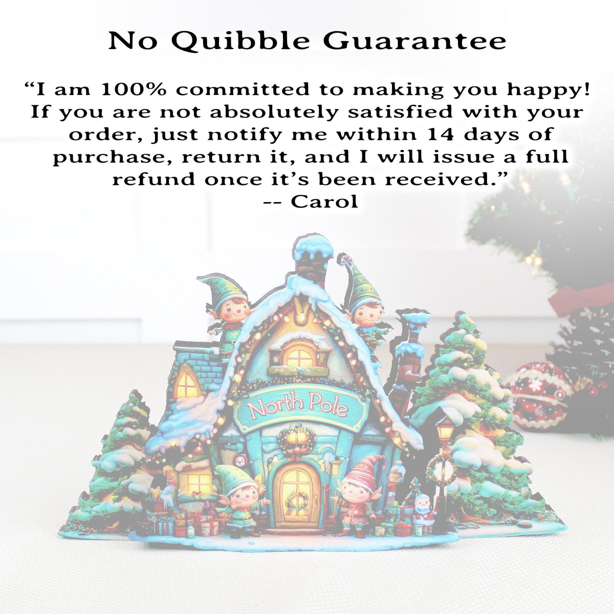 Personalized North Pole Workshop Shelf Sitter: Wooden Christmas Village Decor