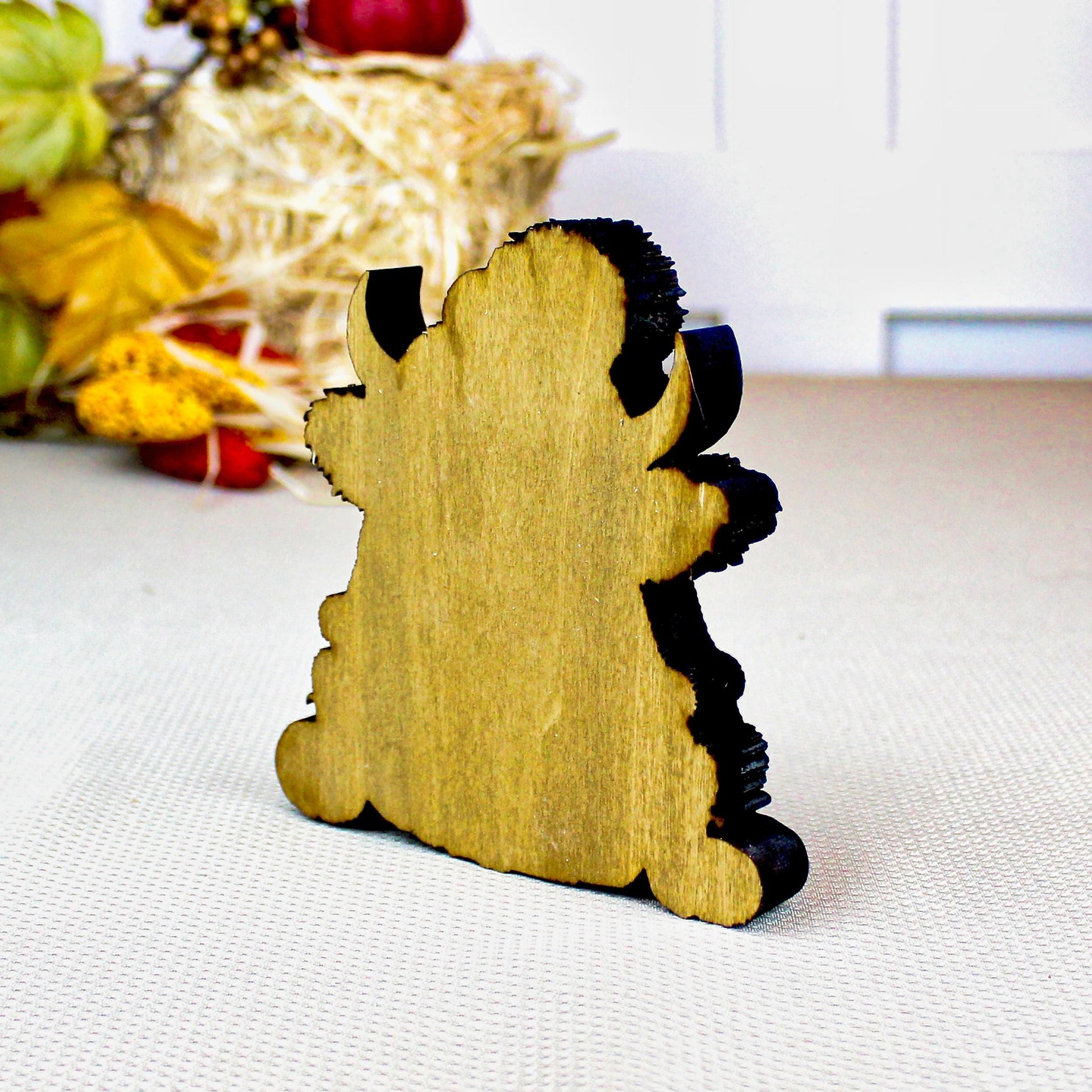 Halloween Highland Cow Shelf Sitter – Baby Cow with Pumpkins, Cute meets spooky, Décor Accent for Tiered Trays, Mantels & Shelves