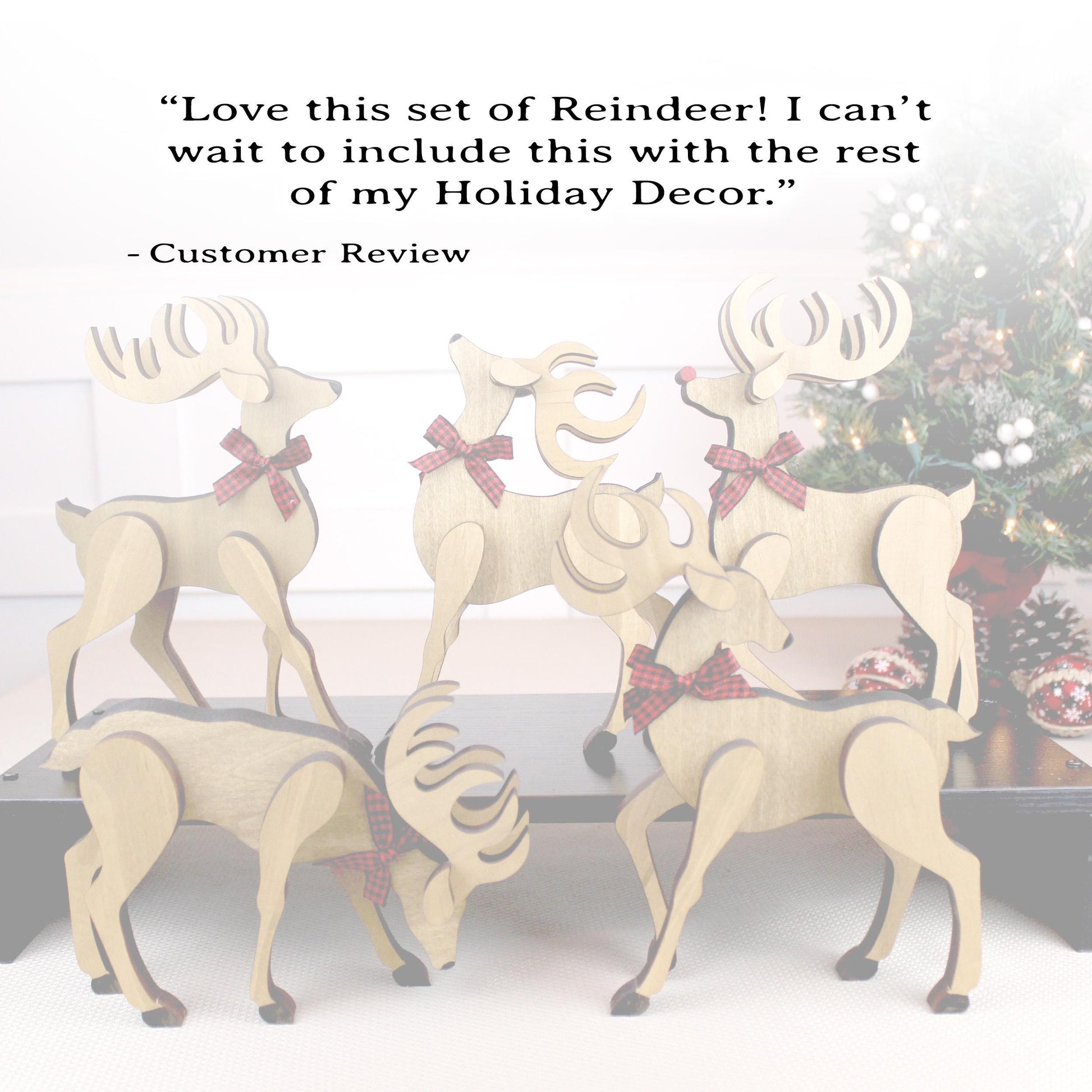 Personalized Wooden Reindeer Shelf Sitters – Rustic Christmas Mantel Decor