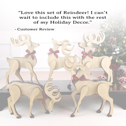 Personalized Wooden Reindeer Shelf Sitters – Rustic Christmas Mantel Decor