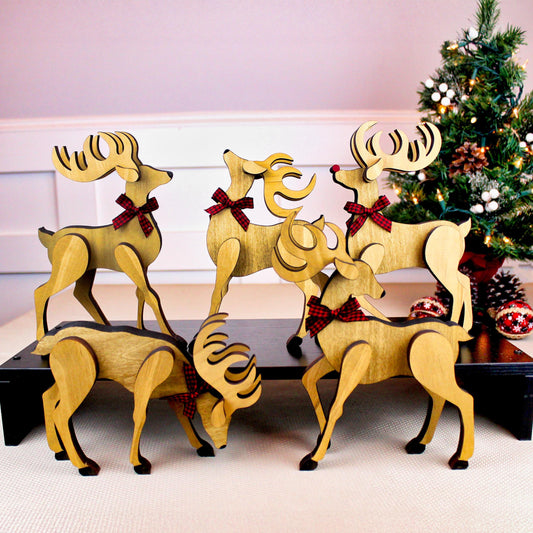 Personalized Wooden Reindeer Shelf Sitters – Rustic Christmas Mantel Decor