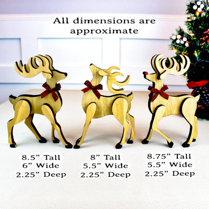 Personalized Wooden Reindeer Shelf Sitters – Rustic Christmas Mantel Decor