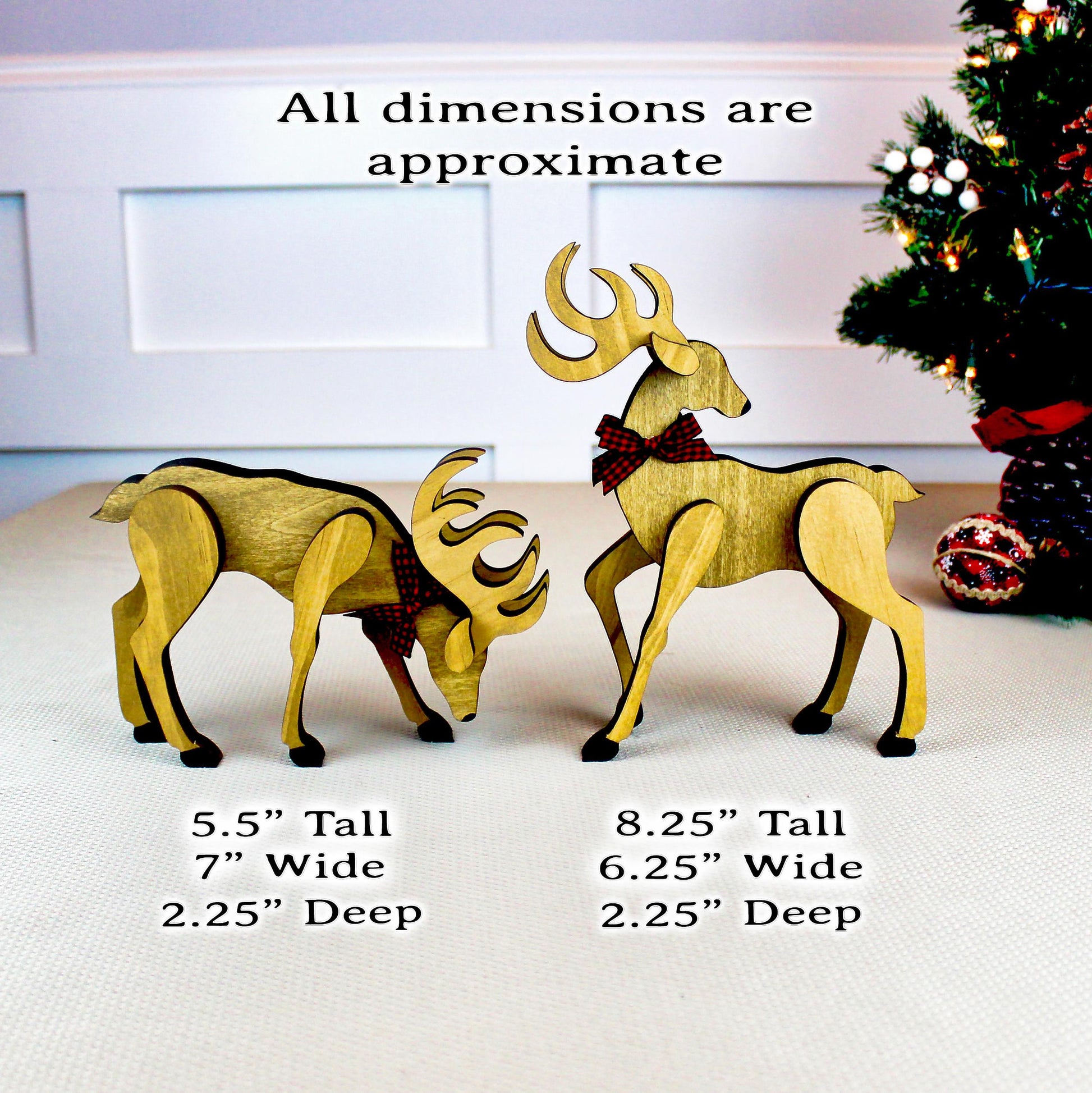 Personalized Wooden Reindeer Shelf Sitters – Rustic Christmas Mantel Decor