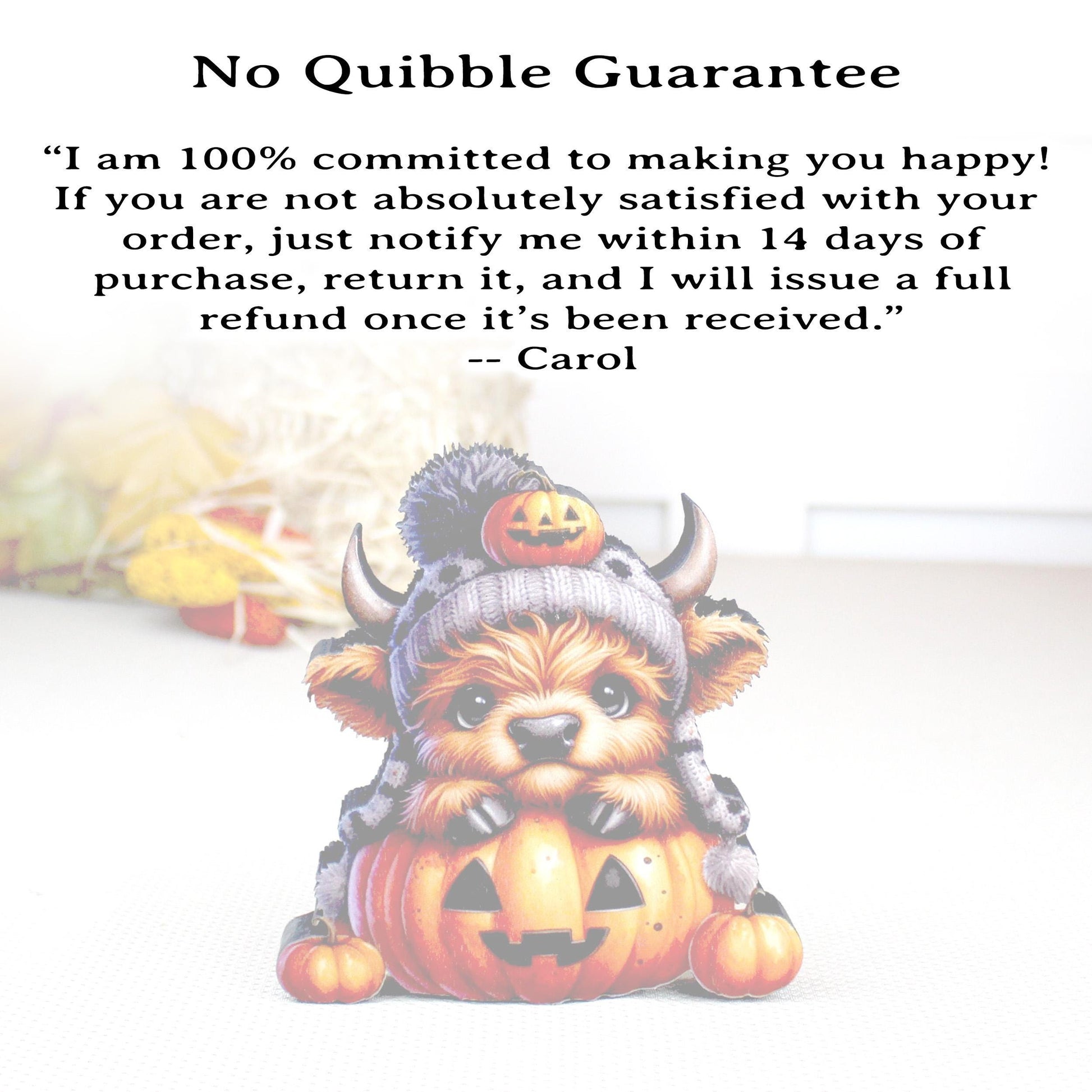 Halloween Highland Cow Shelf Sitter – Baby Cow with Pumpkins, Cute meets spooky, Décor Accent for Tiered Trays, Mantels & Shelves