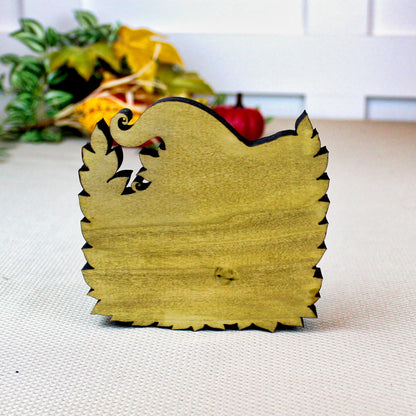 Pink Ghost Halloween Shelf Sitter – Multi-Layer Wooden Scene with Pumpkins and Flowers. Rustic Accent for Tiered Trays, Mantels & Shelves