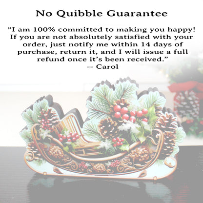 Christmas Sleigh Shelf Sitter – Personalized Wooden Mantel Decor with Pinecones & Berries