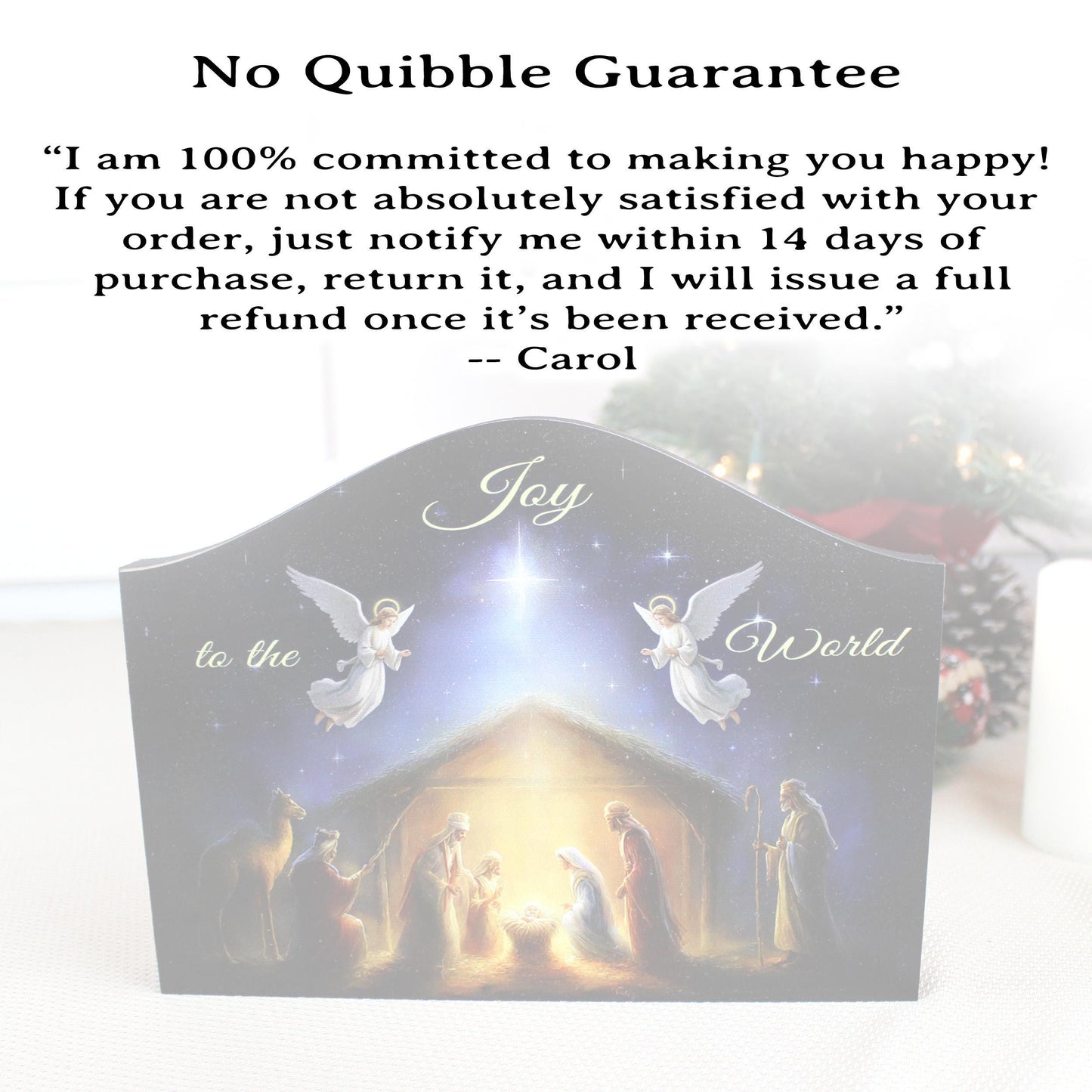 Nativity Scene Shelf Sitter – “Joy to the World” Personalized Wooden Manger Decor
