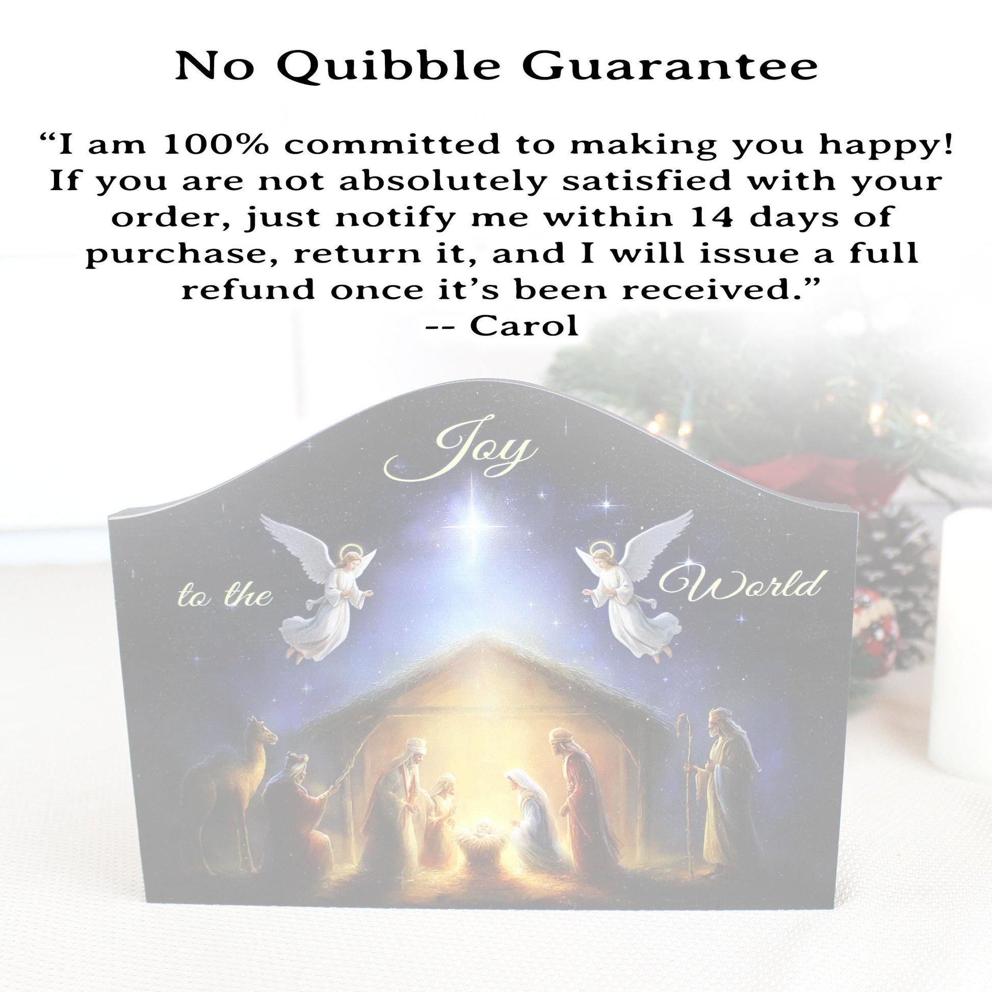 Nativity Scene Shelf Sitter – “Joy to the World” Personalized Wooden Manger Decor