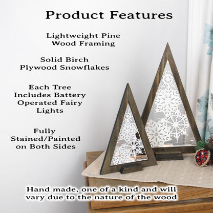 Modern Rustic Wooden Christmas Tree – Lighted Farmhouse Mantel Decor – Minimalist Holiday Tabletop Centerpiece