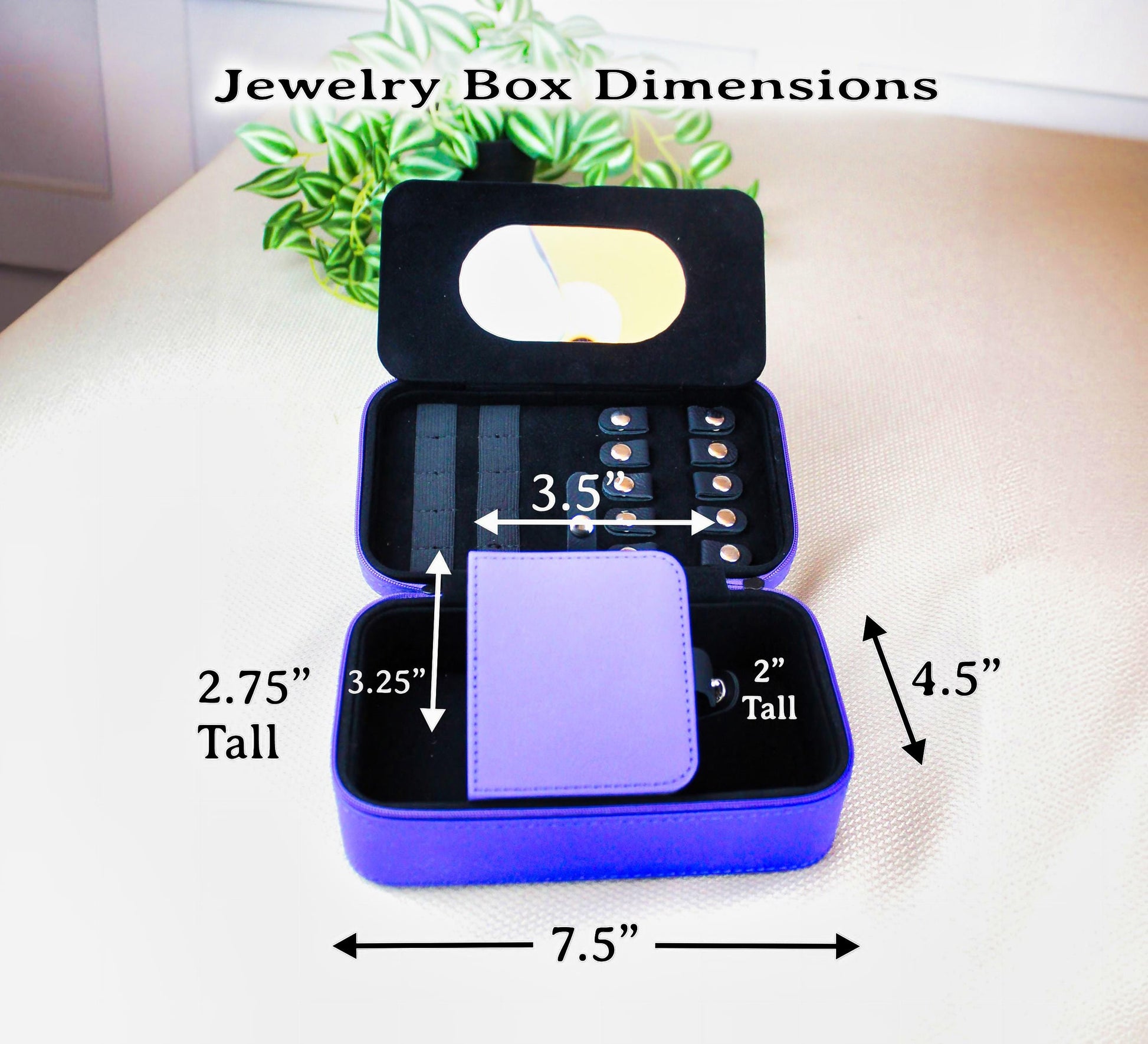 Pair of Cardinals Travel Jewelry Case – Faux Leather Zip Organizer with Mirror, Personalized Name