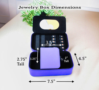 Spring Birds and Flowers Travel Jewelry Case – Floral Faux Leather Zip Organizer with Mirror, Personalized Name