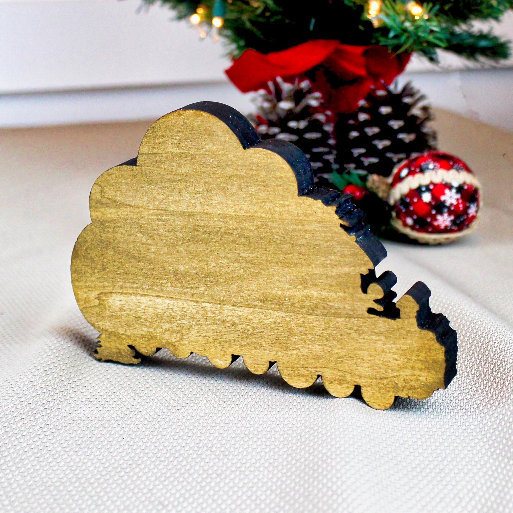 Christmas Train Shelf Sitter – Gnomes & Gingerbread, Personalized Wooden Mantel Decor