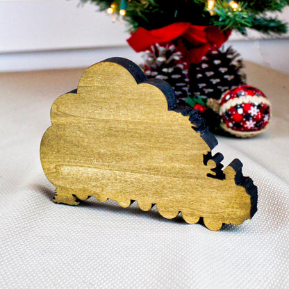 Christmas Train Shelf Sitter – Gnomes & Gingerbread, Personalized Wooden Mantel Decor