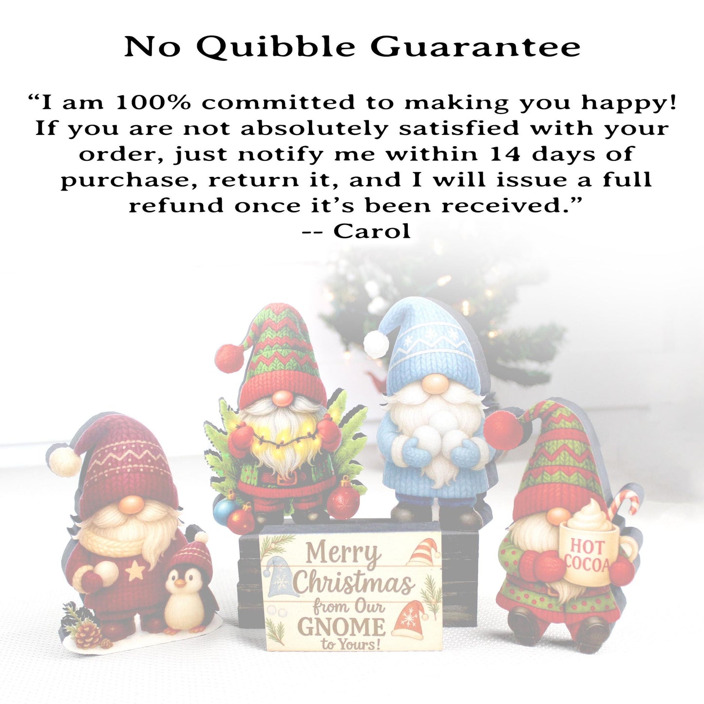 Christmas Gnome Shelf Sitters – Set of 4 Gnomes + Merry Sign, Personalized Wooden Mantel & Tiered Tray Decor