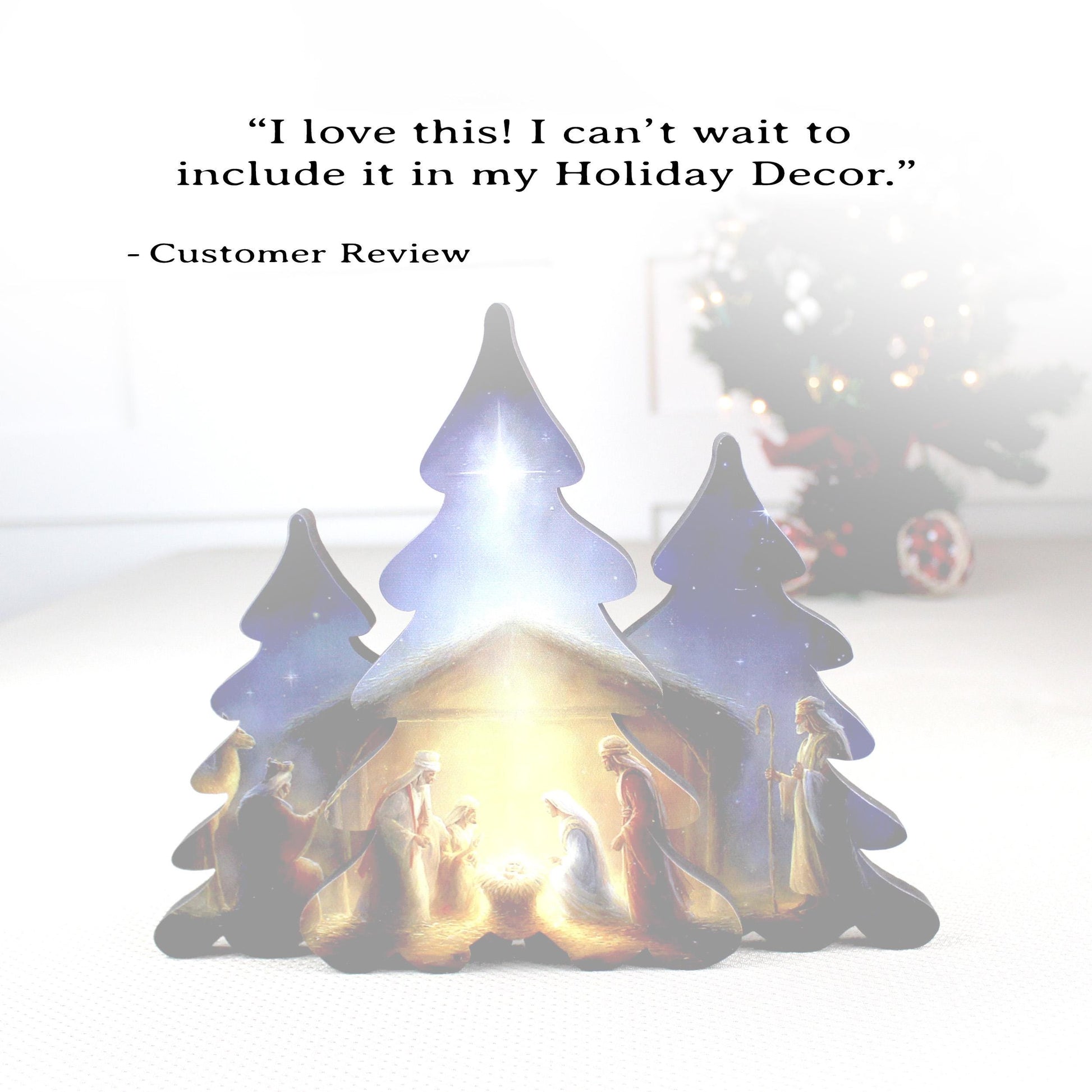 Nativity Scene Shelf Sitter – Personalized Wooden Manger Display, Christmas Mantel Decor