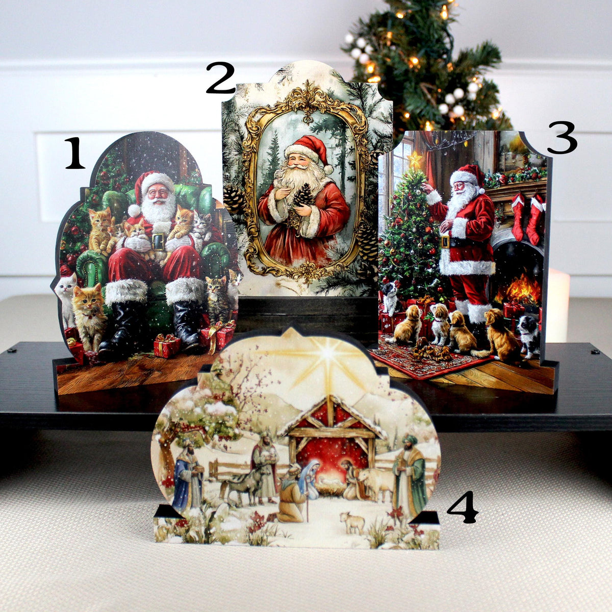 Nativity Scene Shelf Sitter – Personalized Wooden Manger Painting, Christmas Mantel Decor