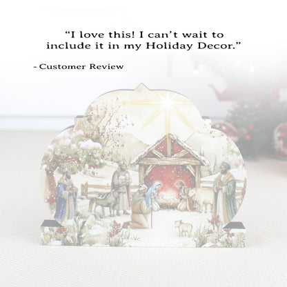 Nativity Scene Shelf Sitter – Personalized Wooden Manger Painting, Christmas Mantel Decor