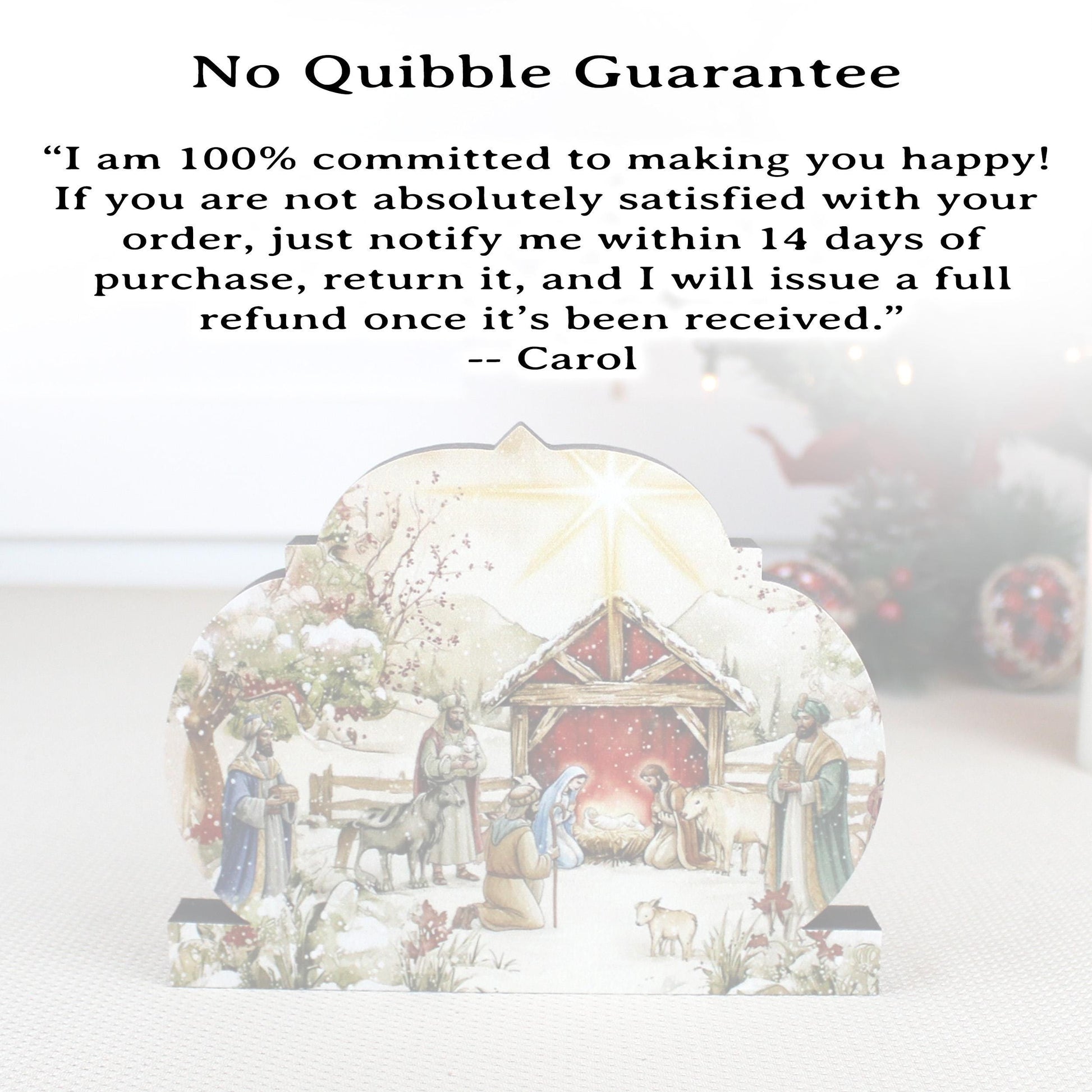 Nativity Scene Shelf Sitter – Personalized Wooden Manger Painting, Christmas Mantel Decor