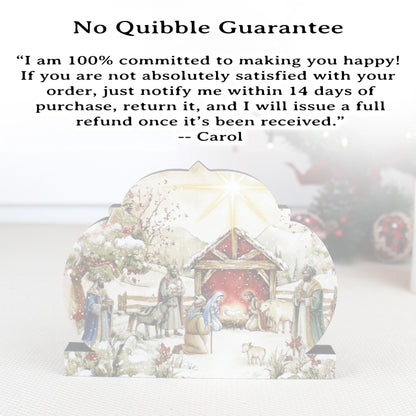 Nativity Scene Shelf Sitter – Personalized Wooden Manger Painting, Christmas Mantel Decor