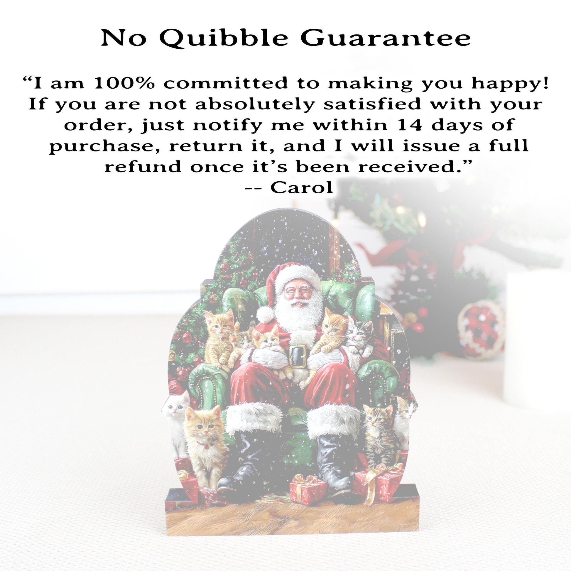 Cat-Loving Santa Shelf Sitter – Personalized Wooden Christmas Decor, 3 Designs – Wooden Mantel Decorations