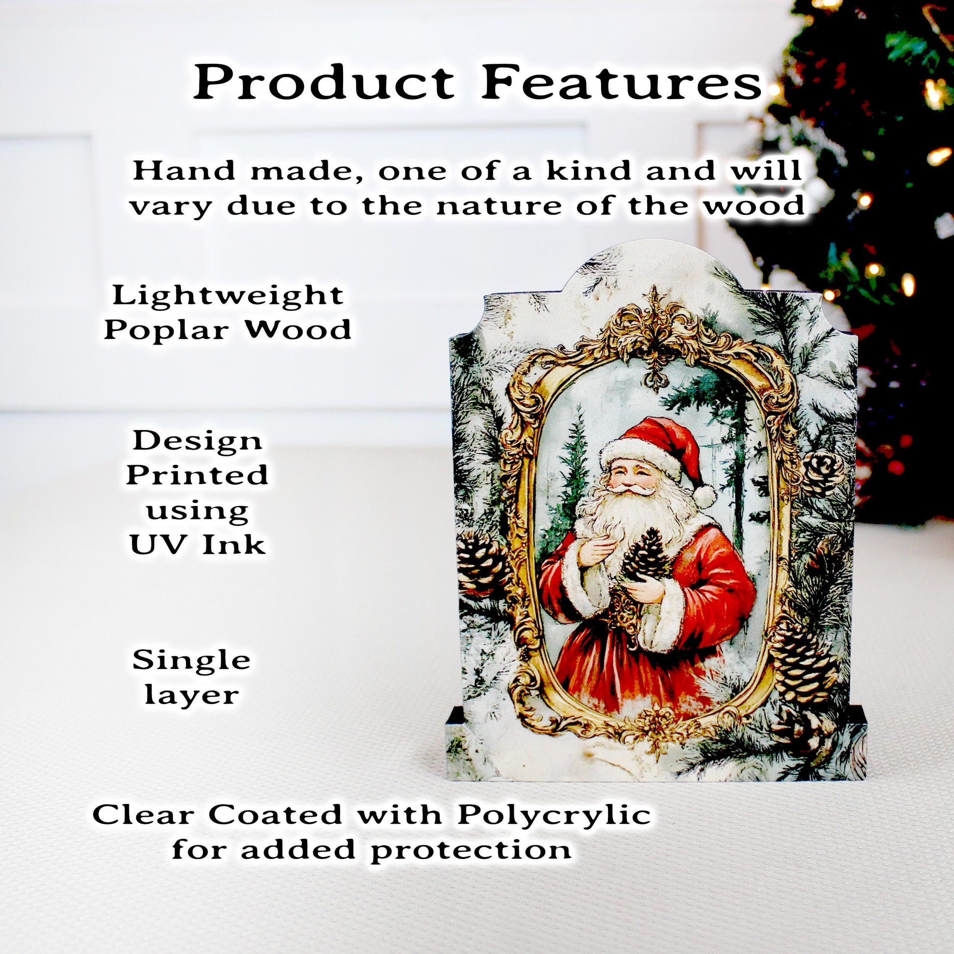 Vintage Santa Shelf Sitter – Personalized Wooden Christmas Mantel Decor, 3 Design Options