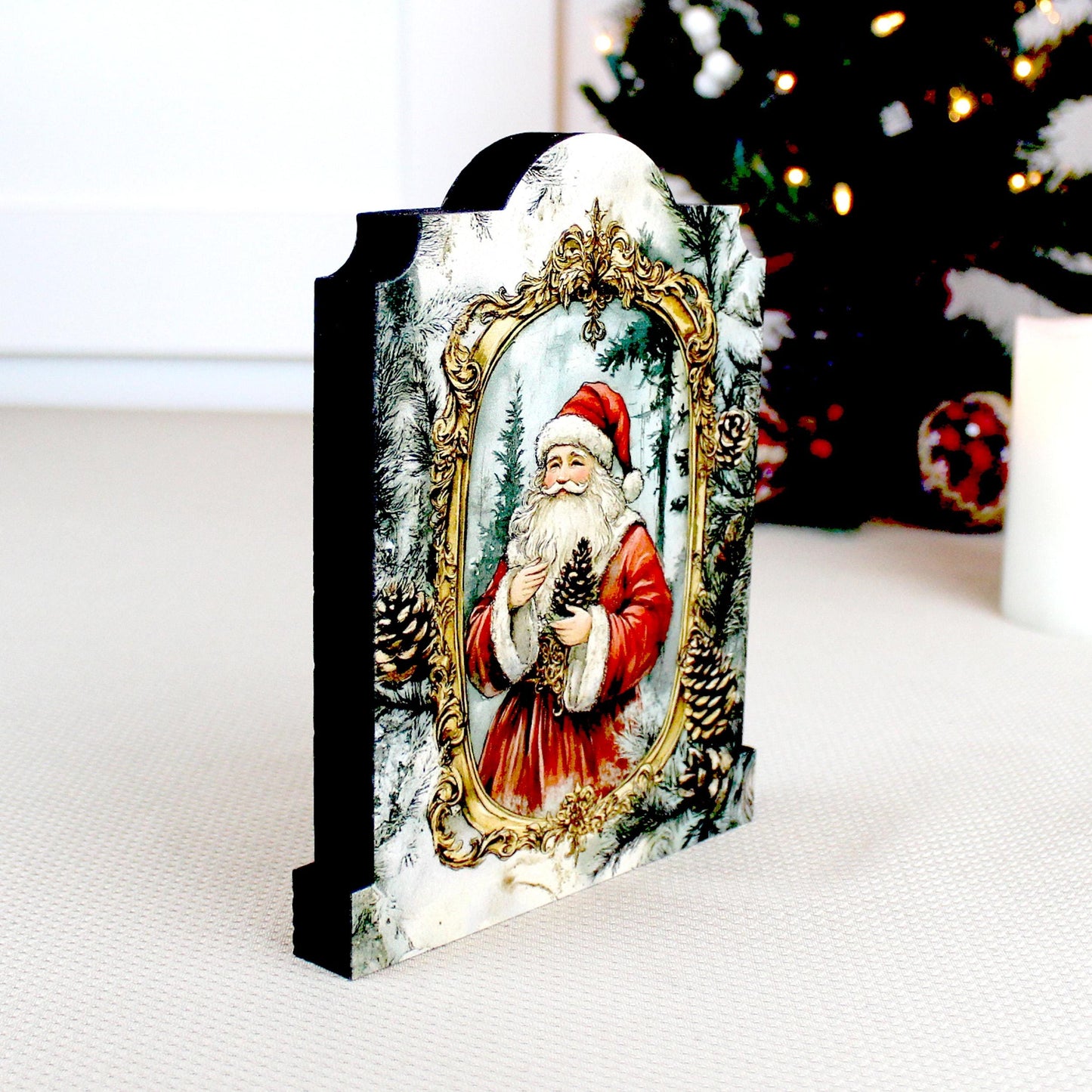 Vintage Santa Shelf Sitter – Personalized Wooden Christmas Mantel Decor, 3 Design Options