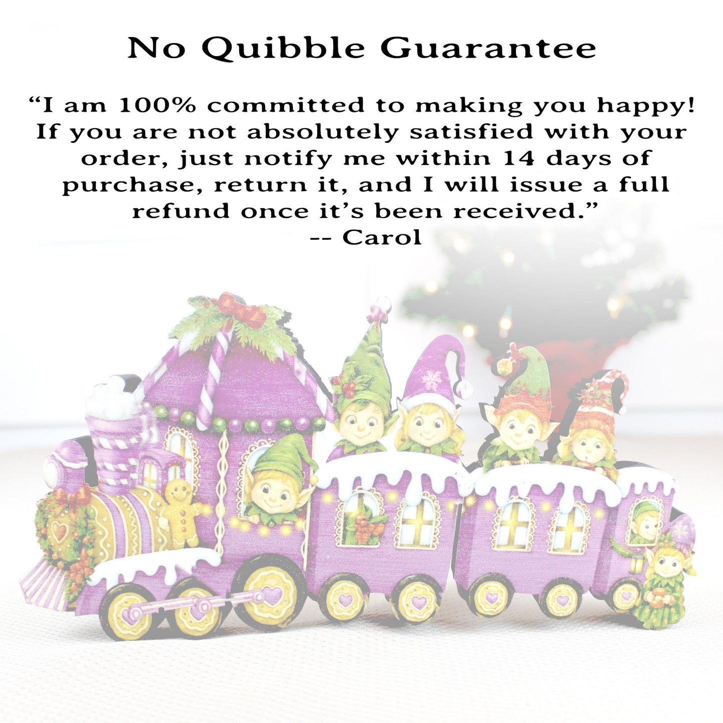 Christmas Elf Train Shelf Sitter – Elves & Gingerbread, Personalized Wooden Mantel Decor