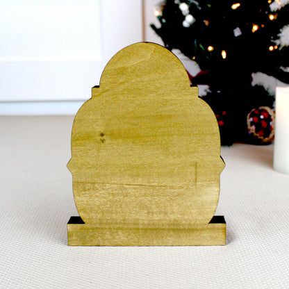 Cat-Loving Santa Shelf Sitter – Personalized Wooden Christmas Decor, 3 Designs – Wooden Mantel Decorations