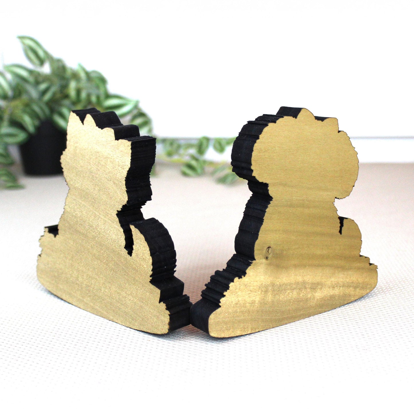 Valentine Puppy or Kitty Shelf Sitter – Personalized Heart, Wooden Mantel & Tiered Tray Decor