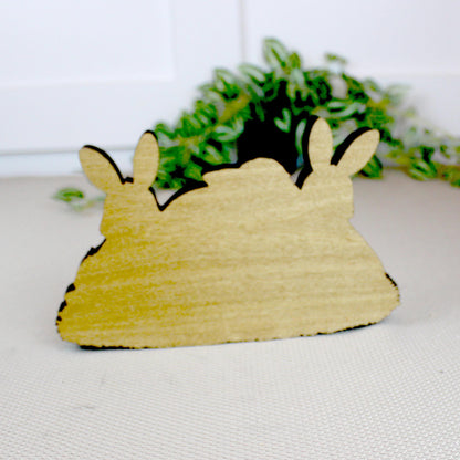 Easter Shelf Sitter – Bunnies, Lamb & Chicks with Eggs Basket, Personalized Wooden Mantel Decor, Perfect Mantel and Tiered Tray Decor