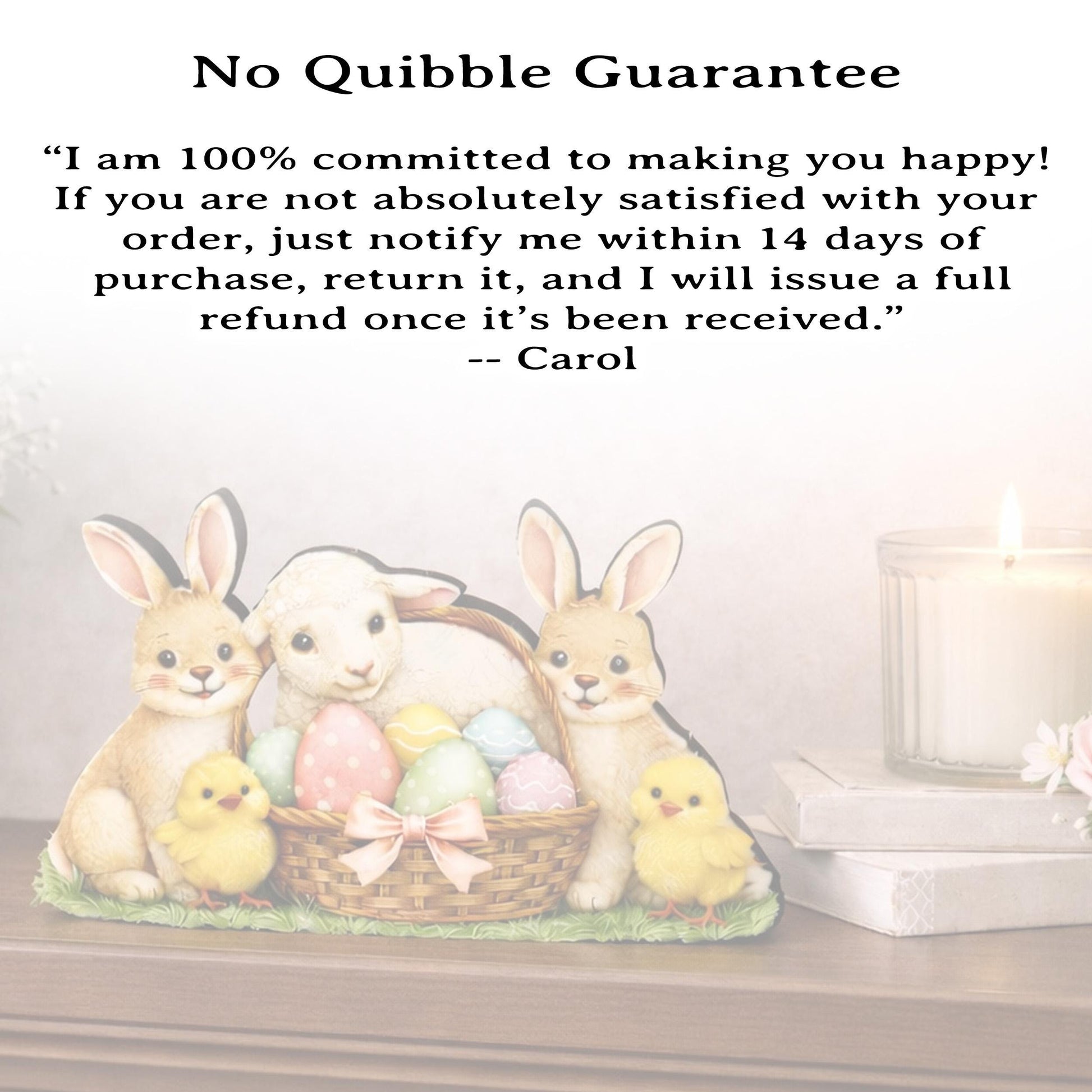 Easter Shelf Sitter – Bunnies, Lamb & Chicks with Eggs Basket, Personalized Wooden Mantel Decor, Perfect Mantel and Tiered Tray Decor