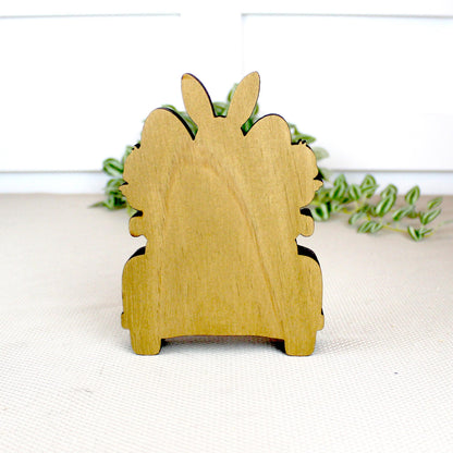 Easter Truck Shelf Sitter – Bunny & Chicks with Eggs, Personalized Wooden Spring Decor, Perfect for Mantels, Shelves and Tiered Trays
