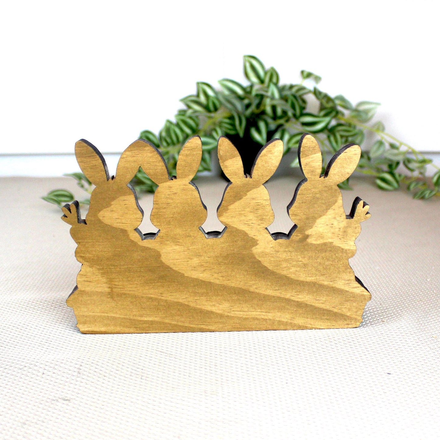 Bunnies in an Easter Basket With Eggs Shelf Sitter – Personalized Wooden Spring Mantel Decor, Perfect Mantel Decor or Tiered Tray