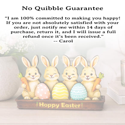 Bunnies in an Easter Basket With Eggs Shelf Sitter – Personalized Wooden Spring Mantel Decor, Perfect Mantel Decor or Tiered Tray