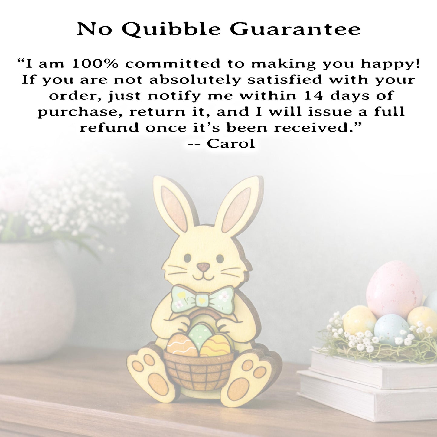 Easter Bunny Shelf Sitter – Personalized Wooden Decor, Two Sizes, Basket of Eggs, Perfect Mantel or Tiered Tray Decor