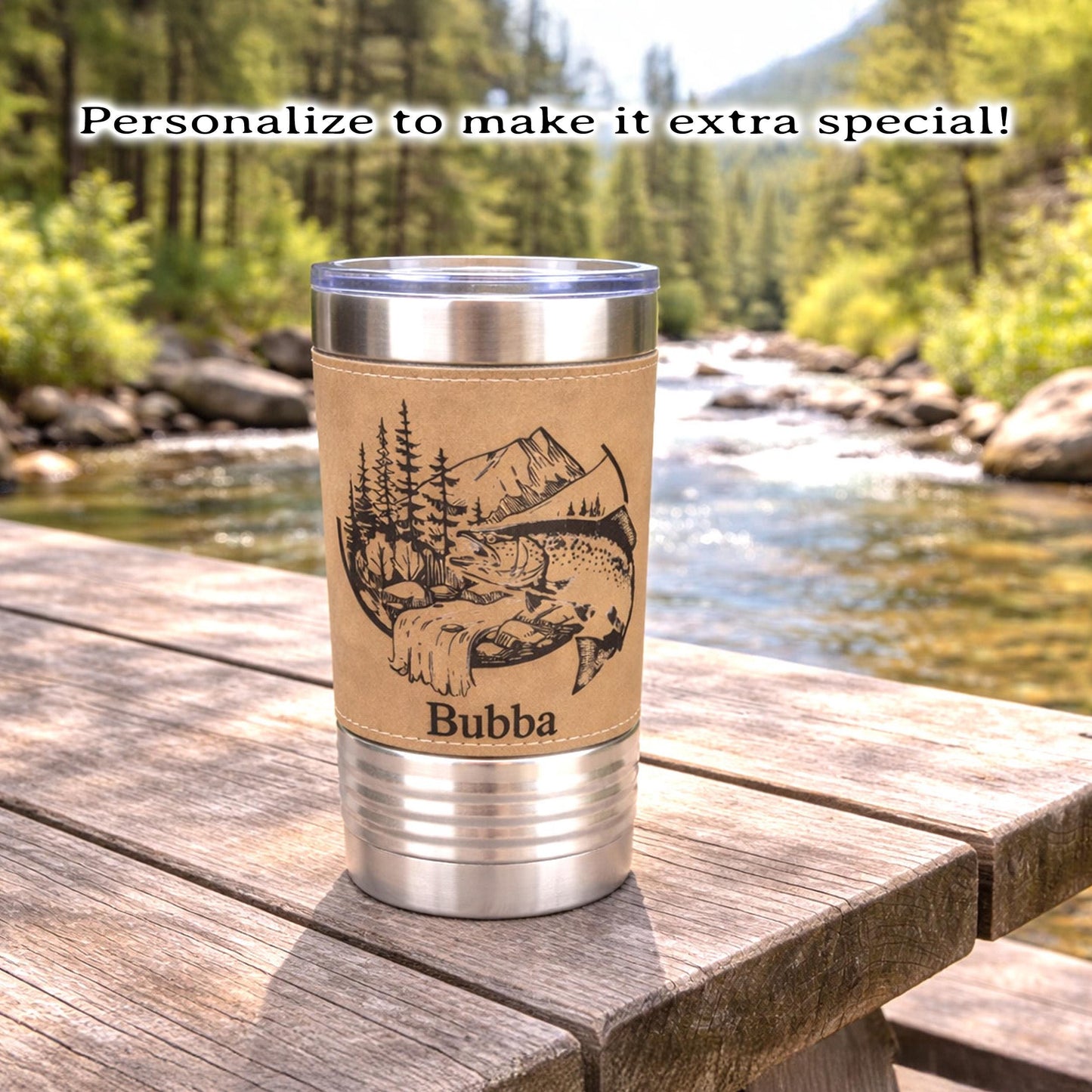 Fishing Buddy Gift, Personalized Groomsmen Fishing Tumbler, Custom Name Angler Cup, Rustic Wedding Party Gift