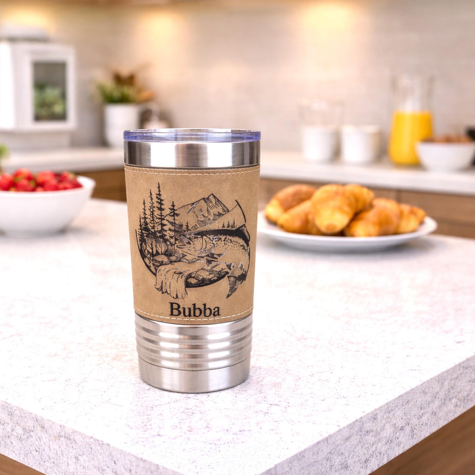 Fishing Buddy Gift, Personalized Groomsmen Fishing Tumbler, Custom Name Angler Cup, Rustic Wedding Party Gift