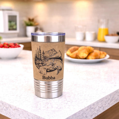 Fishing Buddy Gift, Personalized Groomsmen Fishing Tumbler, Custom Name Angler Cup, Rustic Wedding Party Gift