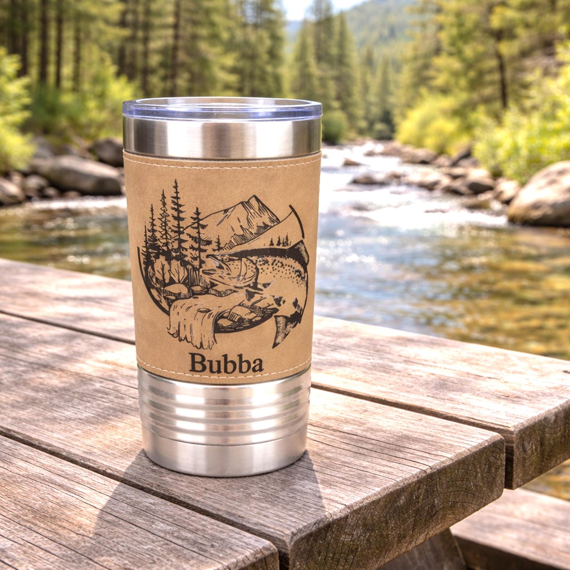 Fishing Buddy Gift, Personalized Groomsmen Fishing Tumbler, Custom Name Angler Cup, Rustic Wedding Party Gift
