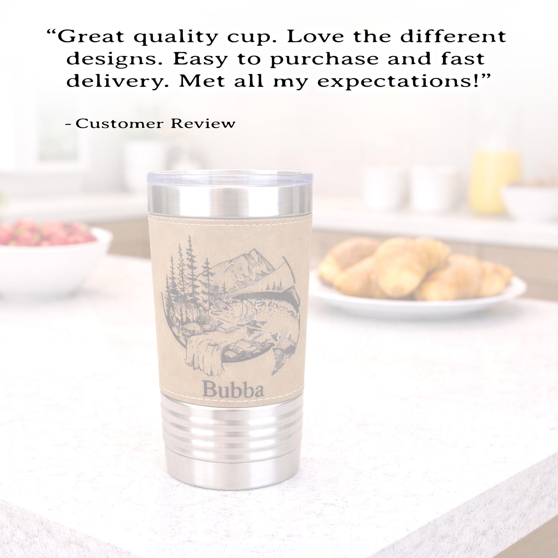 Birthday Gift for Fisherman, Personalized Fishing Tumbler for Him, Custom Name Angler Cup, Rustic Outdoor Gift