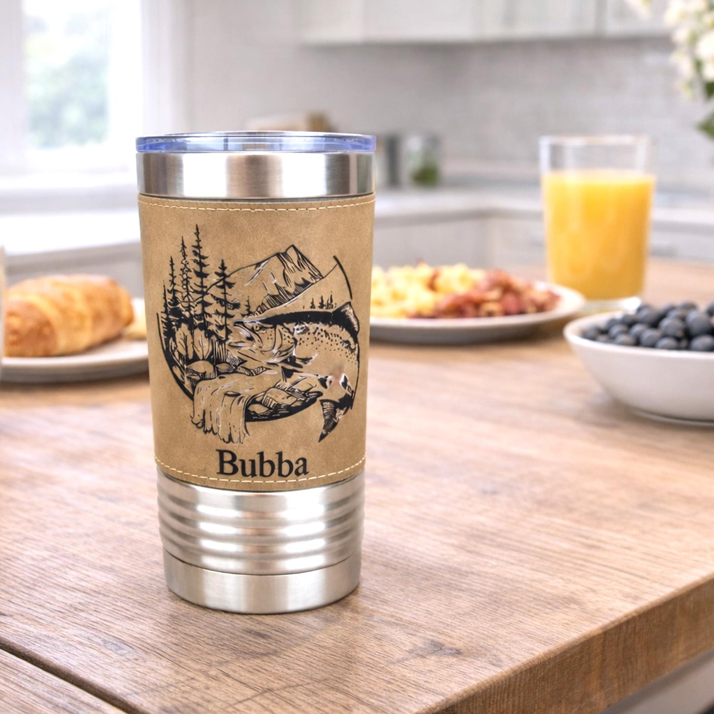 Personalized Fishing Gift for Dad, Custom Name Fishing Tumbler, Rustic Fisherman Cup, Gift for Dad Who Loves Fishing