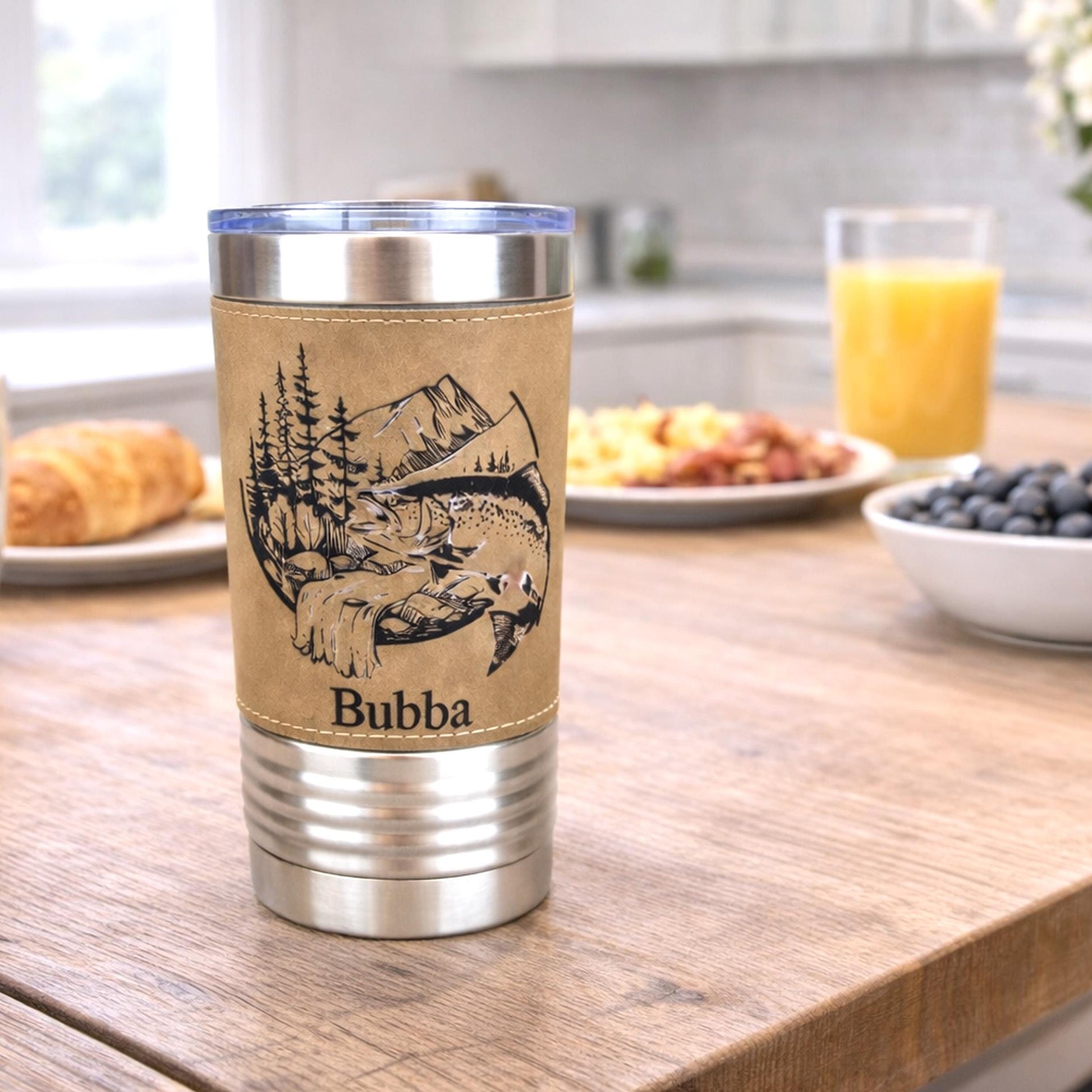 Personalized Fishing Gift for Dad, Custom Name Fishing Tumbler, Rustic Fisherman Cup, Gift for Dad Who Loves Fishing