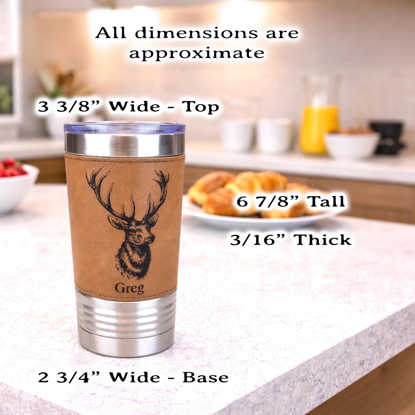 Personalized elk hunting tumbler, engraved elk hunting gift, mountain woodlands, Polar Camel, faux leather travel mug, outdoors coffee mug