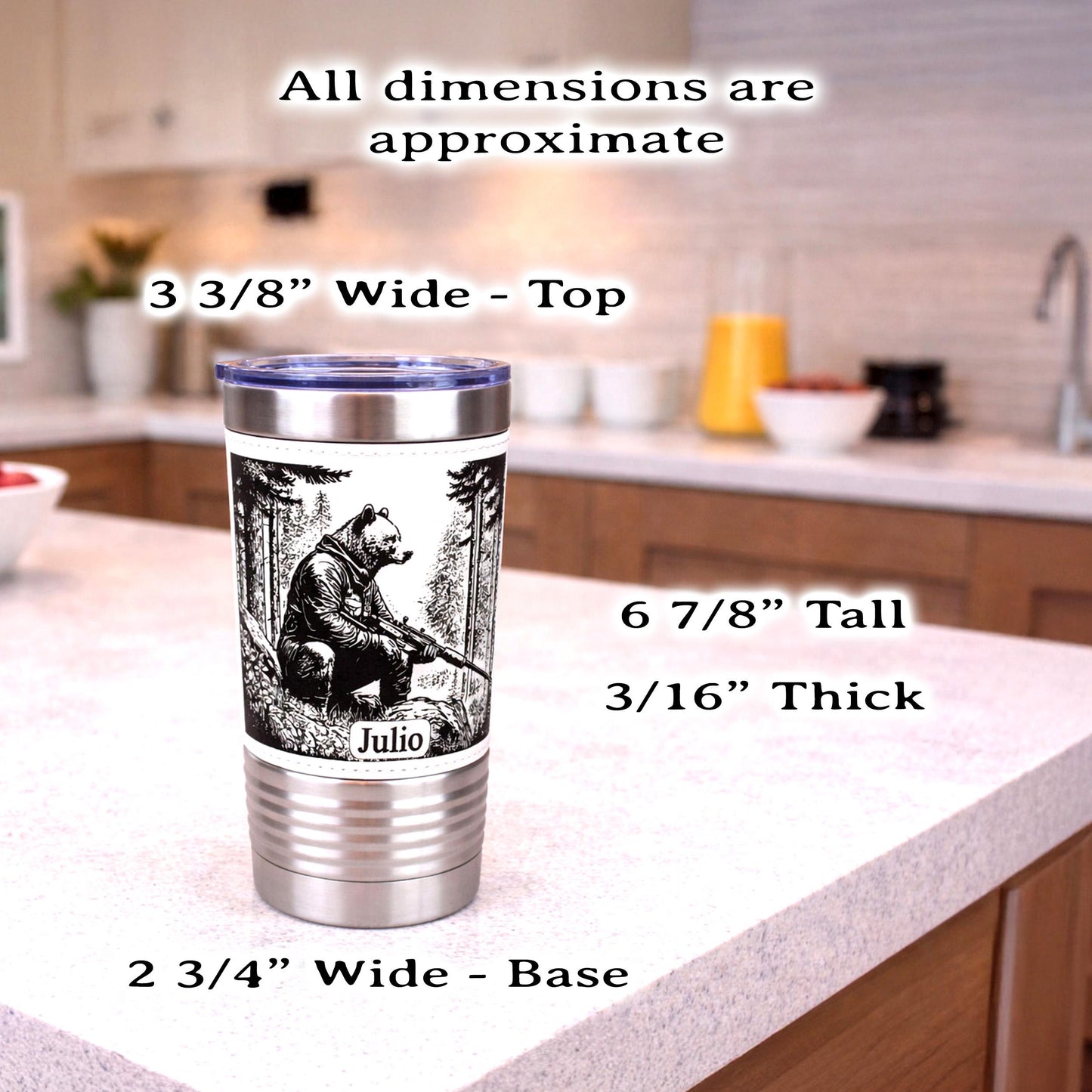Funny 20oz Bear Tumbler | Custom Travel Mug | Personalized Hunters Gift | Insulated Coffee Cup | Permanent Engraved Design