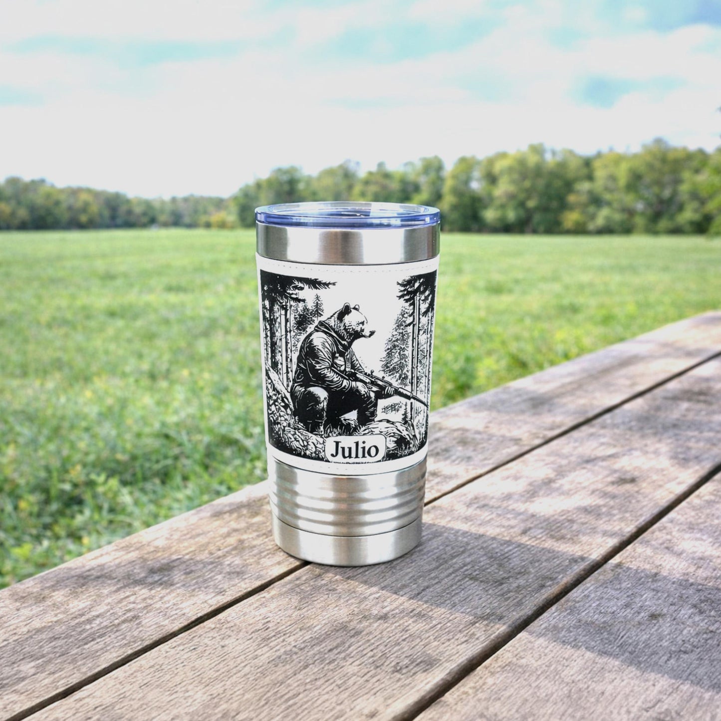 Funny 20oz Bear Tumbler | Custom Travel Mug | Personalized Hunters Gift | Insulated Coffee Cup | Permanent Engraved Design