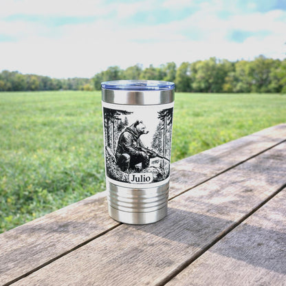 Funny 20oz Bear Tumbler | Custom Travel Mug | Personalized Hunters Gift | Insulated Coffee Cup | Permanent Engraved Design