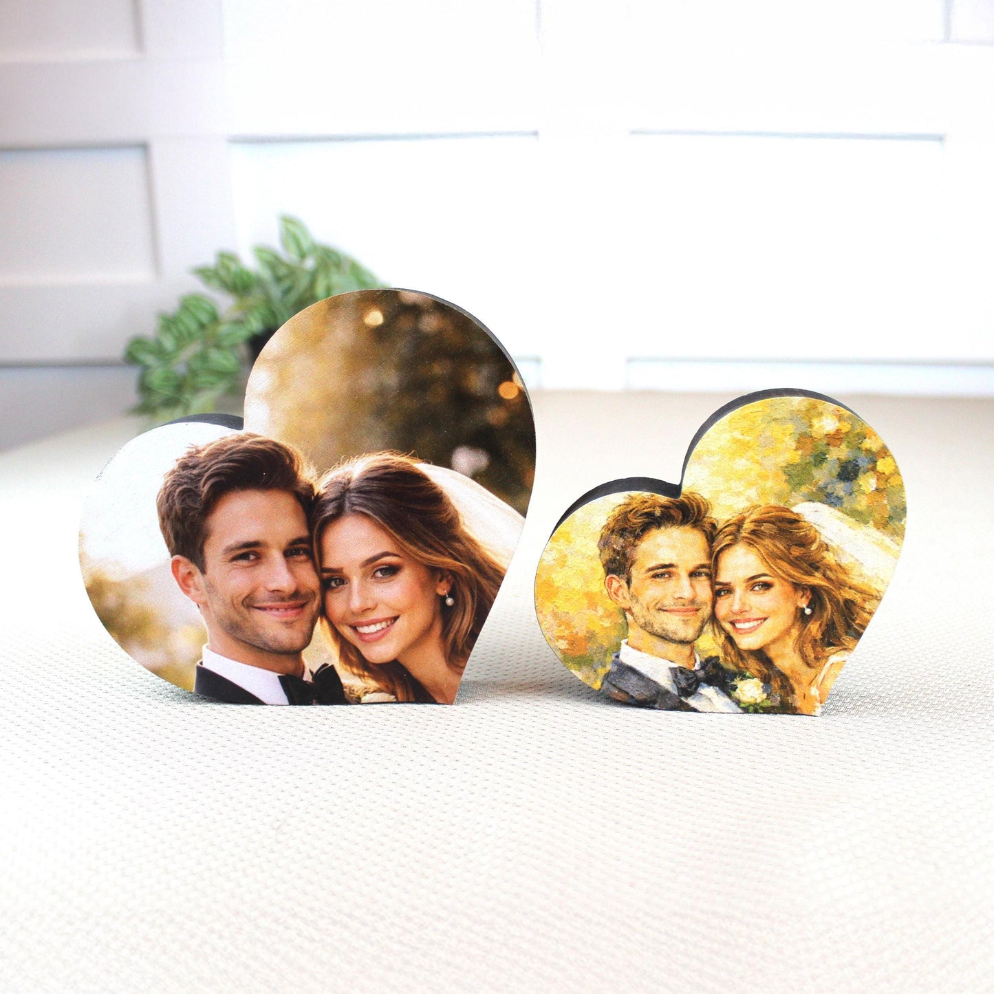 LOVE U Valentine Shelf Sitter – Personalized Wooden Sign Decor - Heart Insert with Photo or Message